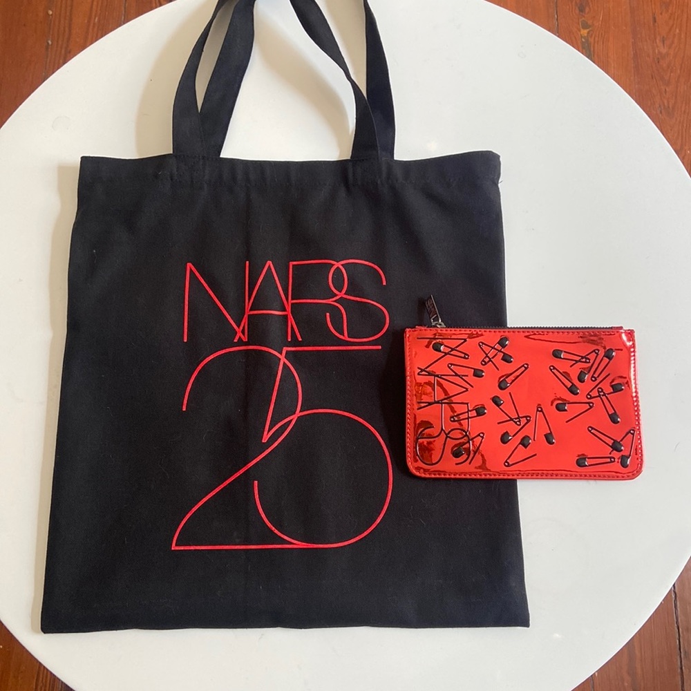NARS cosmetics canvas tote bag and metallic pouch